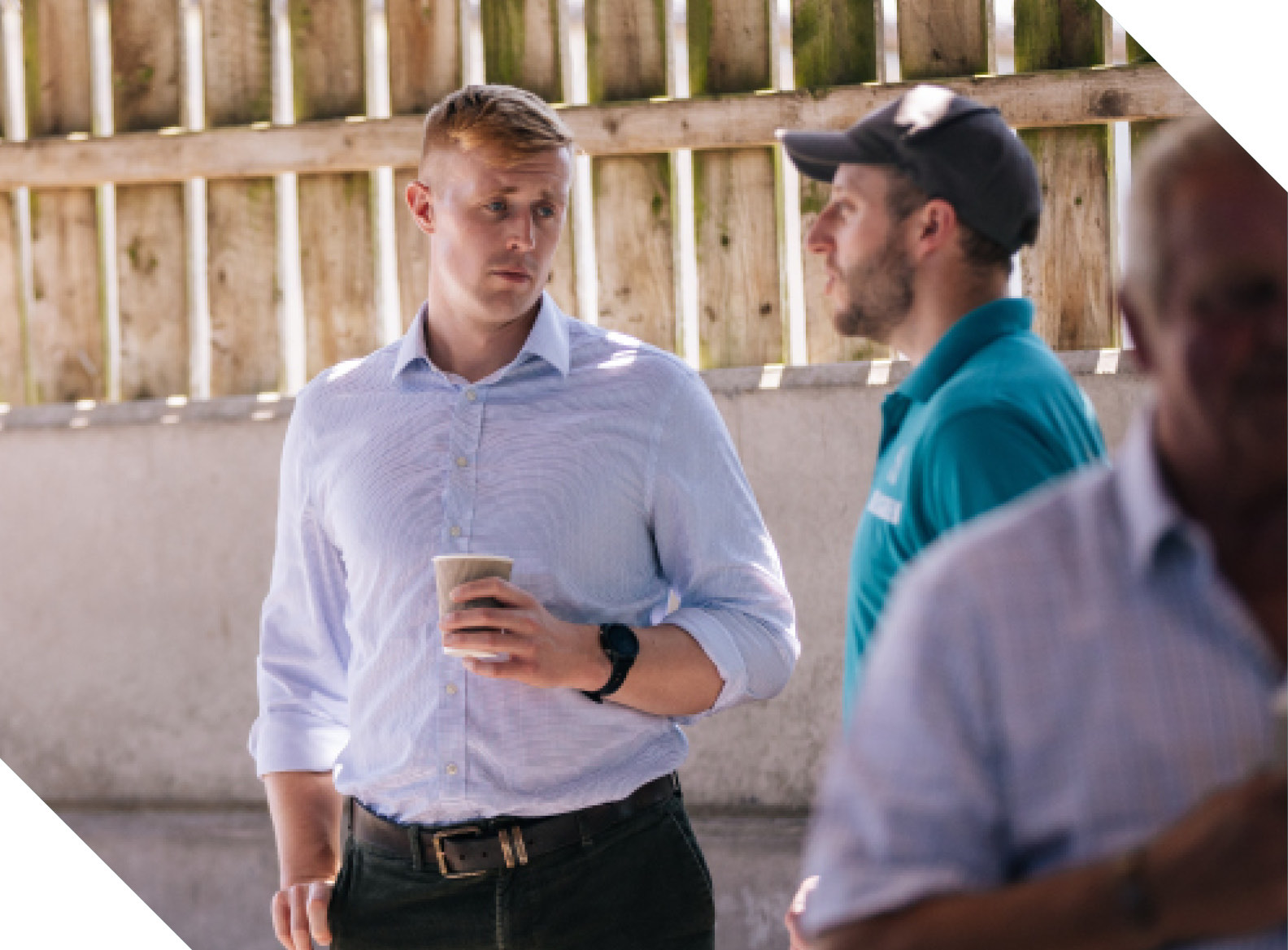 Visitors talking at an agricultural event