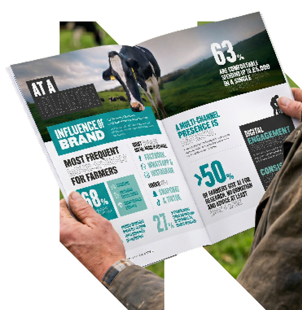 The Marketing to Farmers report, open at a spread of findings